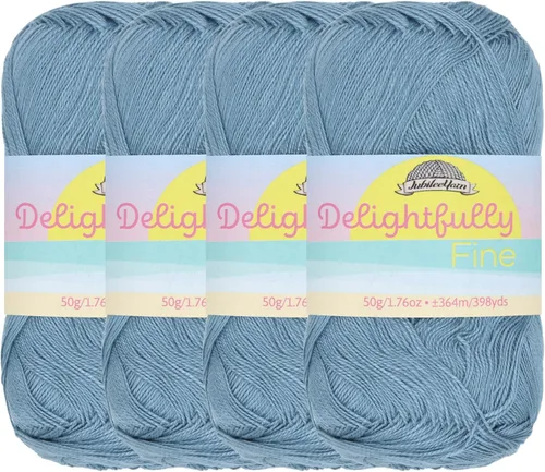 Vista 50 de JubileeYarn - Ovillo de hilo deliciosamente fino, 1.76 oz/madeja de rayón de bambú, color rosa polvo, 4 madejas