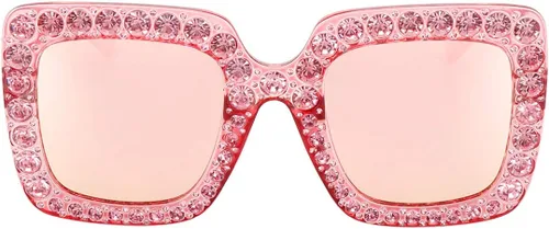 Vista 3 de MEETSUN Elton Square Rhinestone Sunglasses Oversized Bling for Women with Diamond Frames 70s Retro for Beach & Disco