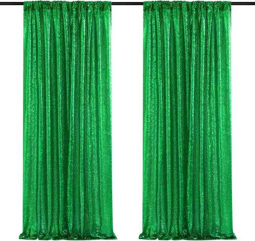 Vista 39 de Cortinas de fondo de lentejuelas con purpurina azul bebé, 2 piezas de 2 x 8 pies, telón de fondo de fiesta de baby shower para niños, hermosas