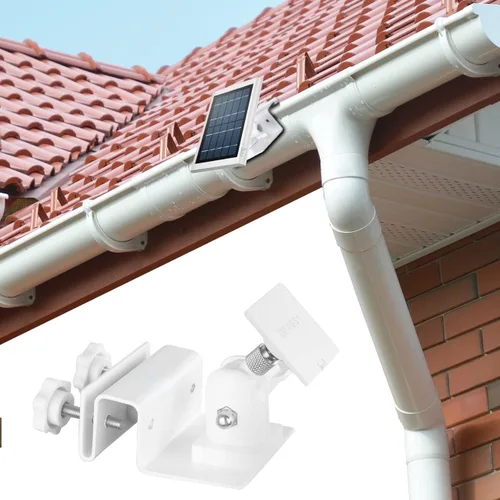 Vista 10 de Soporte de canalón para panel solar de anillo, soporte de panel solar OkeMeeo compatible con panel solar Arlo, Eufy, Reolink para una máxima negro