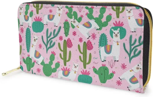 Vista 4 de Mumeson Hipster estampado mujeres cartera larga embrague cremallera PU cuero titular de la tarjeta