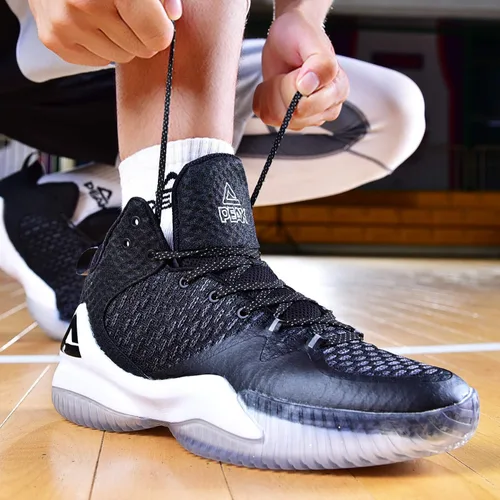 Vista 7 de PEAK Streetball Master - Zapatos deportivos de baloncesto para hombre transpirables, para exteriores, con amortiguación para ponerse