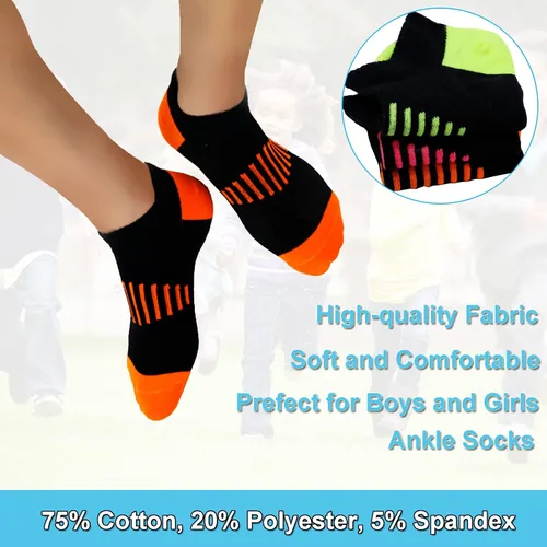 Vista 28 de 12 pares de calcetines de algodón atléticos para niños, calcetines de algodón medio acolchados de corte bajo