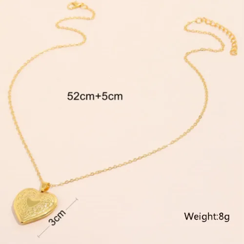 Vista 2 de yaozeio Collar de medallón dorado con medallón de imagen para mujeres que sostienen fotos fotos en forma de corazón, collar con colgante de medallón