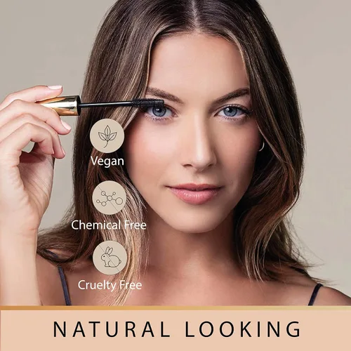 Vista 5 de Máscara negra vegana para ojos sensibles, máscara hipoalergénica natural, alargamiento y volumen para un aspecto natural, libre de crueldad, probado
