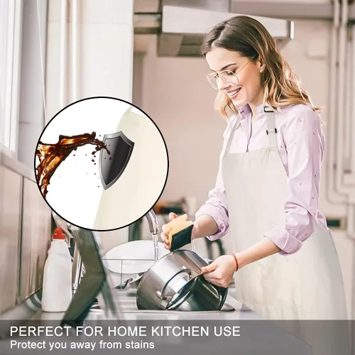 Vista 3 de Jubatus Paquete de 2 delantales 100% algodón con 2 bolsillos para cocinar, cocinero, delantal ajustable para mujeres y hombres, color beige