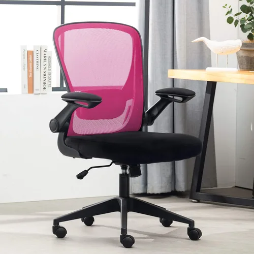 Vista 10 de Silla de oficina en casa, silla de escritorio ergonómica, silla de computadora de malla, sillas cómodas con respaldo medio con soporte lumbar
