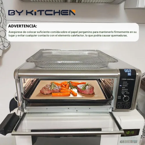 Vista 6 de BYKITCHEN Papel pergamino para freidora de aire de 12 pulgadas para freidora de aire Ninja SP151 SP351 SP101 SP201 SP301, 120 PCS forros desechables