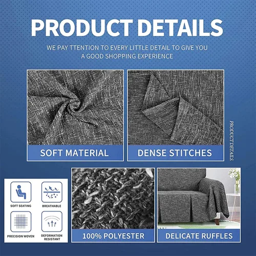 Vista 3 de IMYOGI Fundas modernas para sofá modular en forma de L, 2 piezas de lino y poliéster, protector de muebles para niños y mascotas