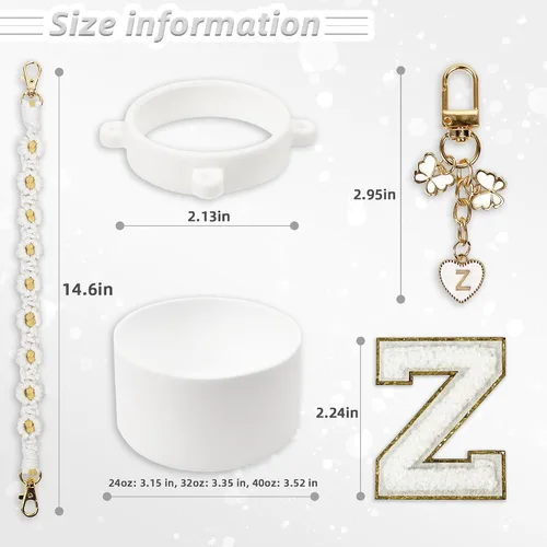 Vista 87 de SITKOL Juego de Monogramas Bonitos de Silicona Compatible con Botella de Agua Owala 24 oz, 32 oz, 40 oz - Accesorios Perfectos con la Letra Owala