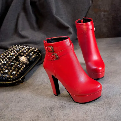 Vista 4 de Scaoruki Zapatos de otoño de moda para mujer, botines de tacón de bloque