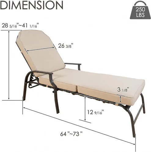 Vista 2 de Kozyard Maya Chaise Lounge - Silla reclinable para patio al aire libre Canela