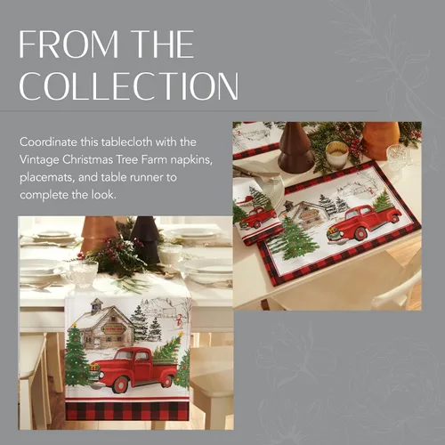 Vista 5 de Home Fashions - Mantel de poliéster con diseño de camión vintage, árbol de Navidad, 70 pulgadas, redondo