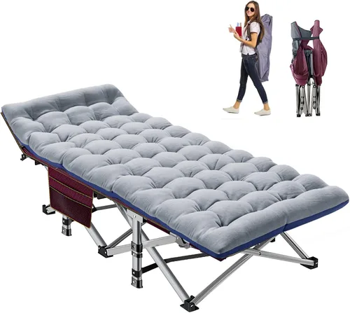 Vista 14 de NAIZEA Folding Camping Cots for Adults, Portable Cot with Mattress Heavy Duty Outdoor Bed with Carry Bag 1200d Oxford Cloth Sleeping Cots for Cuna