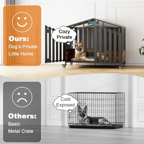 Vista 7 de EasyCom Mueble resistente XXL de 48 pulgadas para perros con ruedas, jaulas para perros grandes (más de 60 libras), placas de acero gruesas extra