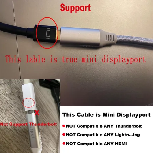 Vista 3 de Jasput USB-C a Mini Displayport, adaptador USB C a Mini DisplayPort de 4K a 60Hz Nailon, compatible con MacBook Pro 2016-2023/Air, ChromeBook
