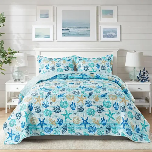 Vista 24 de NEWLAKE - Juego de cubrecama reversible de microfibra bordada con patrón floral en relieve en jacquard beige, tamaño queen