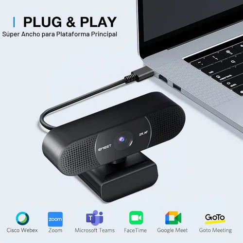 Vista 8 de EMEET C960 - Cámara web USB 2K QHD, 2 micrófonos con reducción de ruido y tapa de privacidad, enfoque automático TOF, plug and play