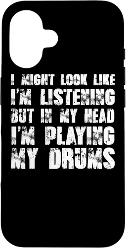 Vista 28 de iPhone 12/12 Pro Might Look Like I'm Listening Playing Drums - Estuche divertido para batería
