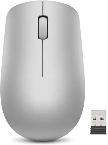 Vista 11 de Ratón inalámbrico Lenovo 530 con batería, Nano USB de 2.4GHz, sensor óptico de 1200 DPI, ergonómico para mano izquierda o derecha, ligero