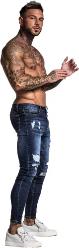 Vista 7 de GINGTTO - Jeans rasgados, elásticos y ajustados para hombre