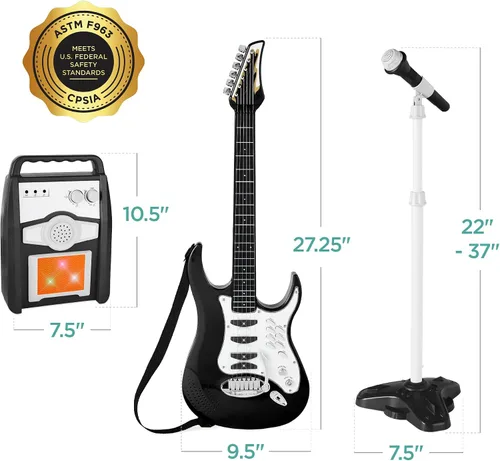 Vista 7 de Best Choice Products Juego de guitarra musical eléctrica para niños, kit de inicio de guitarra de juguete con 6 canciones de demostración, barra