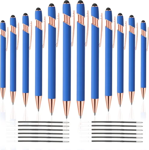 Vista 15 de 12 unidades 2 en 1 bolígrafo con punta de lápiz capacitivo, 1,0 mm de tinta negra, bolígrafo metálico con punta de lápiz capacitivo para pantallas