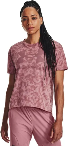 Vista 2 de Under Armour Camiseta deportiva de manga corta pesada con estampado completo para mujer