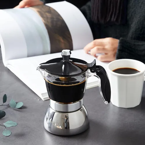 Vista 5 de VBESTLIFE Cafetera, olla portátil de acero inoxidable, con mango de aislamiento térmico, para el hogar, hacer capuchino, leche, macchiato y moca