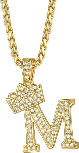 Vista 13 de Richsteel Collar con colgante de letra inicial A-Z para hombres y mujeres Initial A