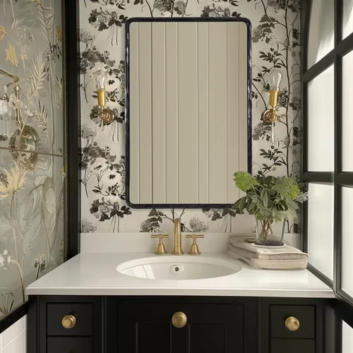 Vista 3 de ANDY STAR Espejos de Baño Negros Forjados a Mano para Pared, 22 x 30 Pulgadas Marco de Metal de Acero Sólido Vintage Espejo de Tocador de Baño