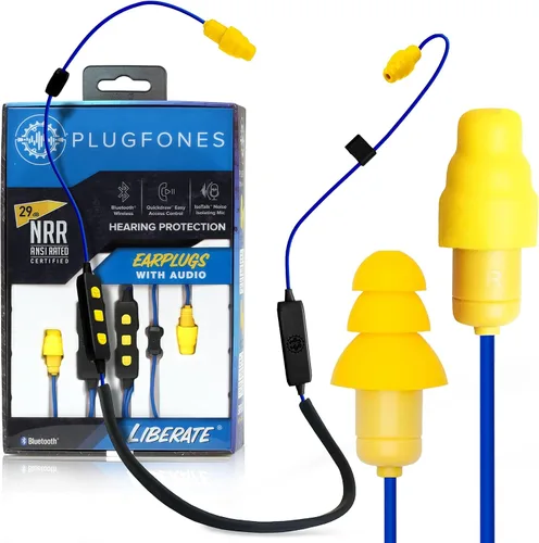 Vista 10 de Plugfones Liberate 2.0 Auriculares Bluetooth para el trabajo, auriculares inalámbricos de seguridad compatibles con OSHA, 29dB NRR protección