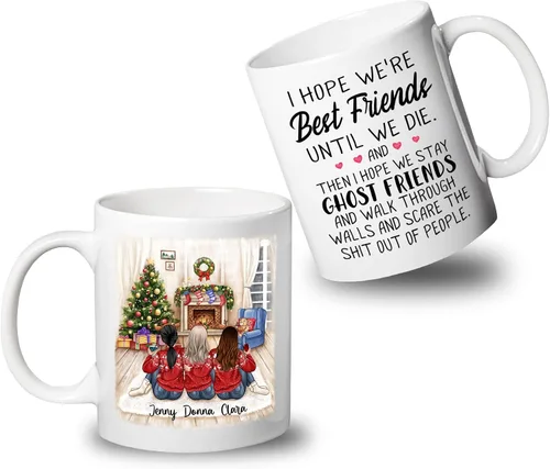 Vista 25 de Taza de café personalizada de la amistad para mejor amiga, regalo de taza del día de Galentine, regalo de taza de Navidad, taza de café