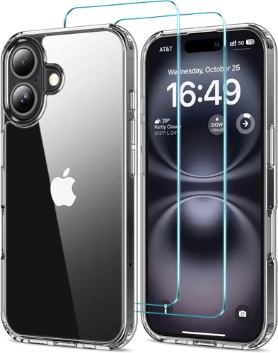 Vista 29 de HOOMIL Funda para iPhone 11 con 2 protectores de pantalla de vidrio templado, no amarillea, protección contra caídas, arañazos, transparente, parte