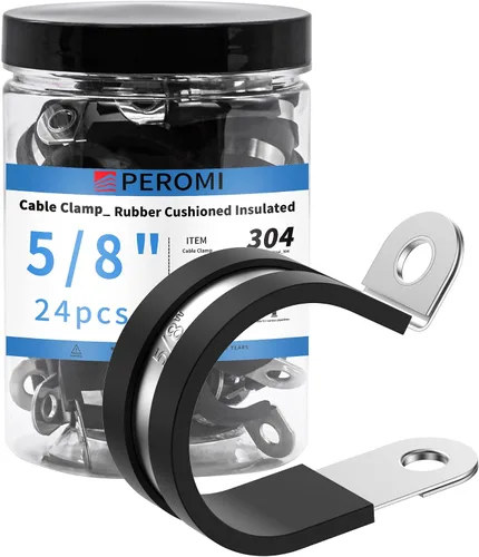 Vista 13 de 12 piezas de abrazaderas de cable dobles de 1-1/2" con refuerzo remachado actualizado, abrazaderas de tubo de bucle aislado con almohadilla de goma