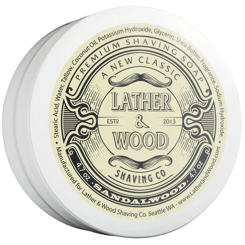 Vista 6 de Jabón de afeitar Lather & Wood - Peluquería - Simplemente la mejor crema de afeitar de lujo - Sebo - Espuma densa con olor fantástico para la mejor
