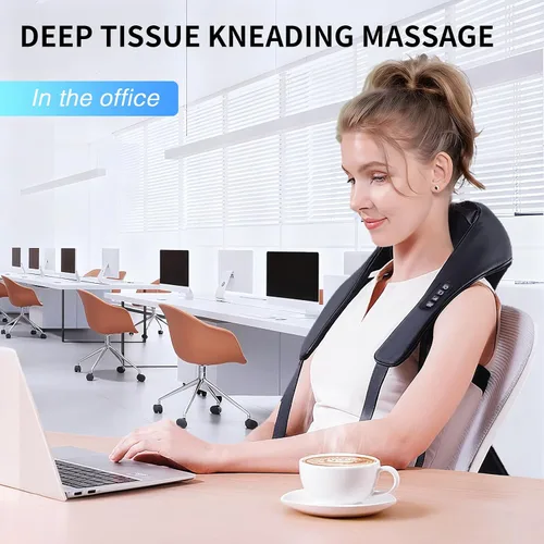 Vista 2 de TISSCARE Masajeador Shiatsu de Cuello para Alivio del Dolor de Tejido Profundo, Masajeador de Espalda con Calor, Masajeador Eléctrico de Amasamiento