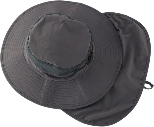 Vista 4 de Home Prefer Sombrero de malla para exteriores UPF50+ Sombrero de pesca de ala ancha con solapa para el cuello