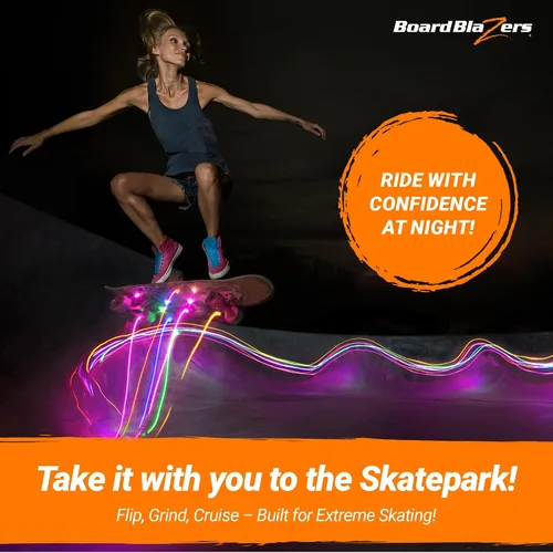 Vista 6 de Luces LED para Skateboard con Efecto Underglow - Regalo Ideal para Skateboard - Luz LED Perfecta para Longboard o Luz para Scooter, Excelente