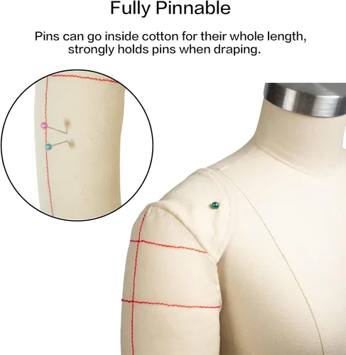 Vista 3 de Forma de vestido de media escala con brazos (no para adultos) tamaño completo, maniquí femenino a medida para coser maniquí totalmente pinable