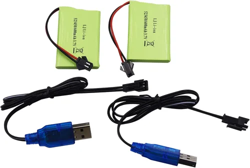 Vista 7 de Blomiky Paquete de 2 baterías recargables de litio de 3.7 V 600 mAh y 2 cables de carga USB compatibles con algunos robots de control remoto batería