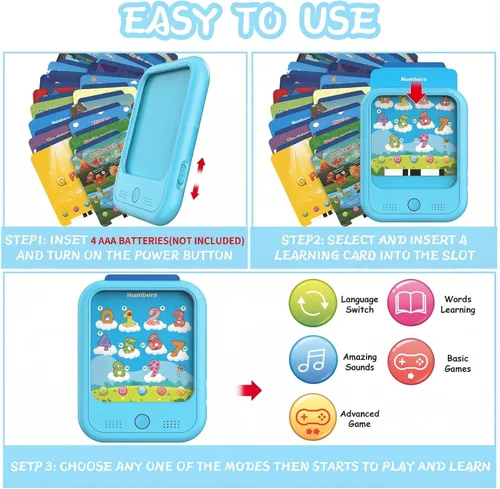 Vista 5 de Tableta de aprendizaje educativo para niños, juguete educativo para aprender alfabetos, colores, números, alimentos, parque jurásico, animales