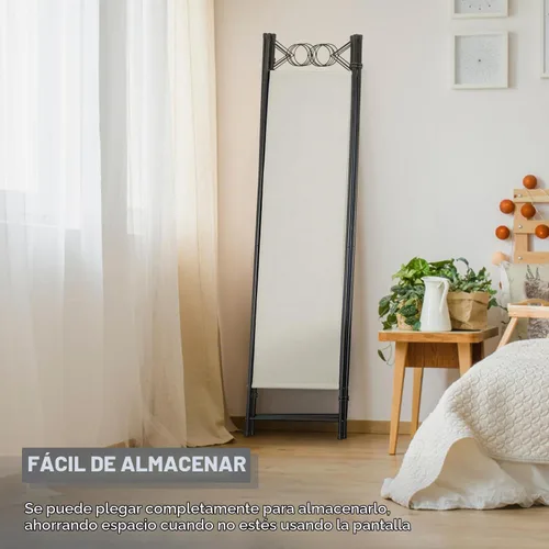 Vista 3 de Divisor de habitación de 4 paneles, marco de acero de 6 pies, pantalla plegable de privacidad, división independiente para el hogar, oficina, Beige