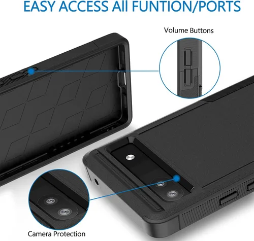 Vista 4 de Funda para Google Pixel 6A 5G, funda para teléfono de pasajeros [grado militar] 2 en 1 a prueba de golpes, resistente cubierta para Pixel 6A 5G