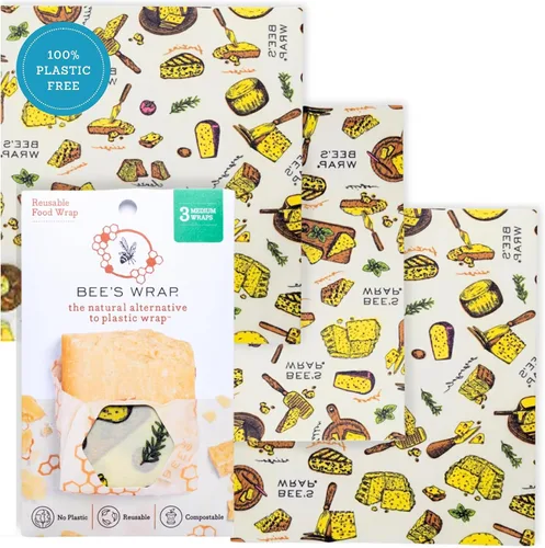 Vista 10 de Bee's Wrap - Envolturas para alimentos de cera de abeja, paquete de 3 grandes, panal de abeja Panal Grande 3 Pack