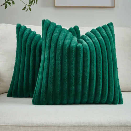 Vista 8 de FUTEI Pack of 2 Faux Fur Throw Pillow Covers 20x20 Inch, Navy Blue Azul marino