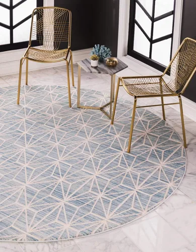 Vista 34 de Unique Loom Uptown Collection by Jill Zarin Collection - Alfombra geométrica moderna azul (1' 8 x 1' 8)