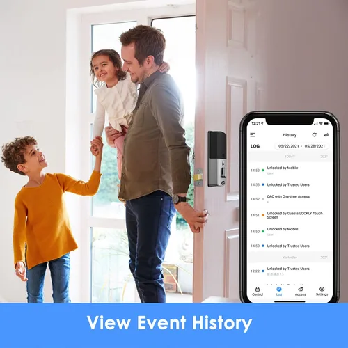 Vista 5 de Lockly Secure Plus, cerrojo inteligente Bluetooth, cerradura de puerta de entrada sin llave, teclado PIN Genie®, sensor biométrico de huellas
