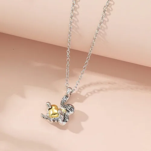 Vista 3 de Juego de joyas para mujer regalo de perezoso de plata de ley collar de perezoso aretes de corazón joyería de perezoso para mujeres hombres niñas