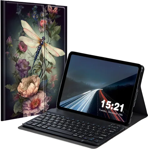 Vista 22 de Funda de teclado para Samsung Galaxy Tab S6 Lite 2022/2020, Galaxy Tab S6 Lite SM-P610/P613/P615/P619 con teclado Bluetooth inalámbrico desmontable